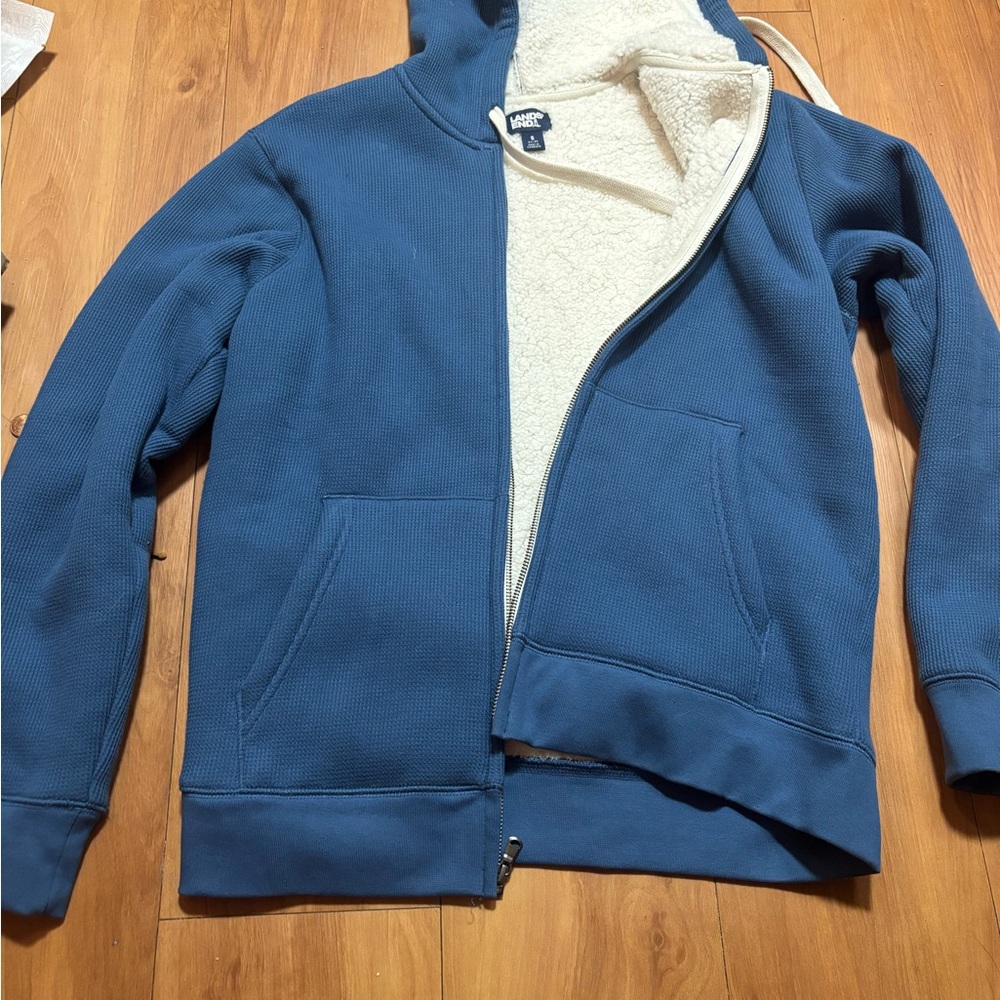 Lands' End Navy Hoodie with Sherpa Lining